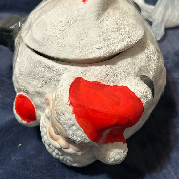 Vintage Ceramic Santa Cookie Bowl Head Sticking Out Christmas And Candy Cane - Picture 3 of 11